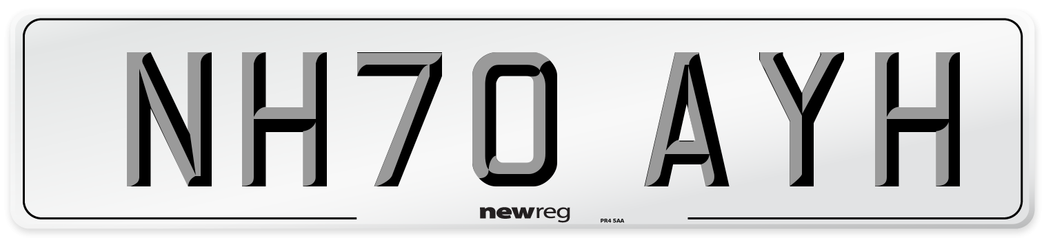 NH70 AYH Number Plate from New Reg